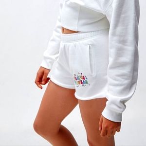 Pacsun Pacific Sunwear Spirit Hailey Sweatshorts, Medium, White+MuitiColor Print